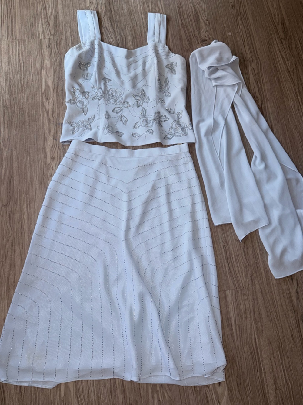 Cameron Blake baby blue 3 piece beaded set